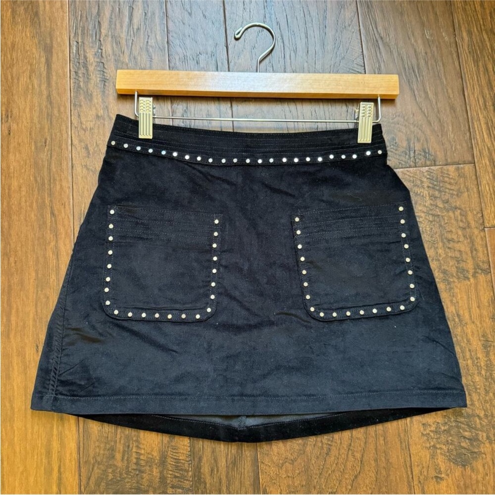 Abercrombie & Fitch Black Velvet Mini Skirt with Silver Studs